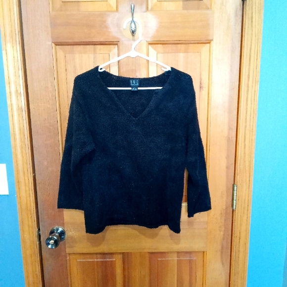 I.N.C. International Concepts black knit silk black sweater size L - Picture 2 of 4